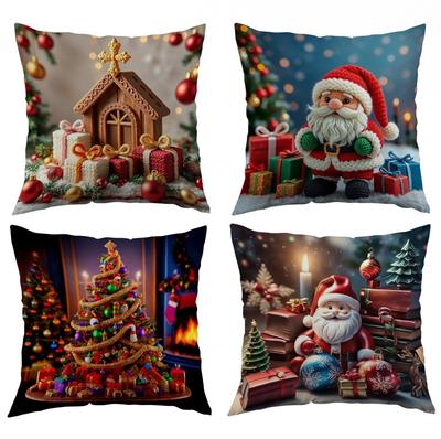 Neuer Weihnachten Bedruckter Kissenbezug Weihnachten Elch Zuhause Sofa Dekoration Kissenbezug Nachttischkissen