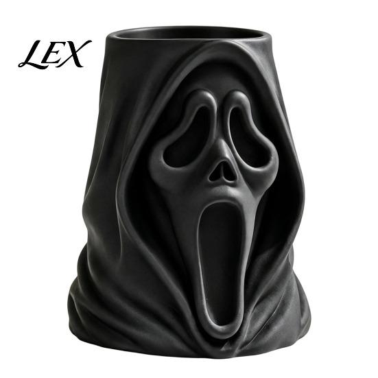 Ghost Face Ornament Halloween Candy Bucket, 3D Printed Trick or Treat Snack Holder, Screaming Holder Spooky Desktop Organizer for Indoor Home, Holiday