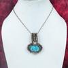 Tibetan Turquoise Pendant Copper Wire Wrapped Pendant Rainbow Moonstone Jewelry Designer Jewelry