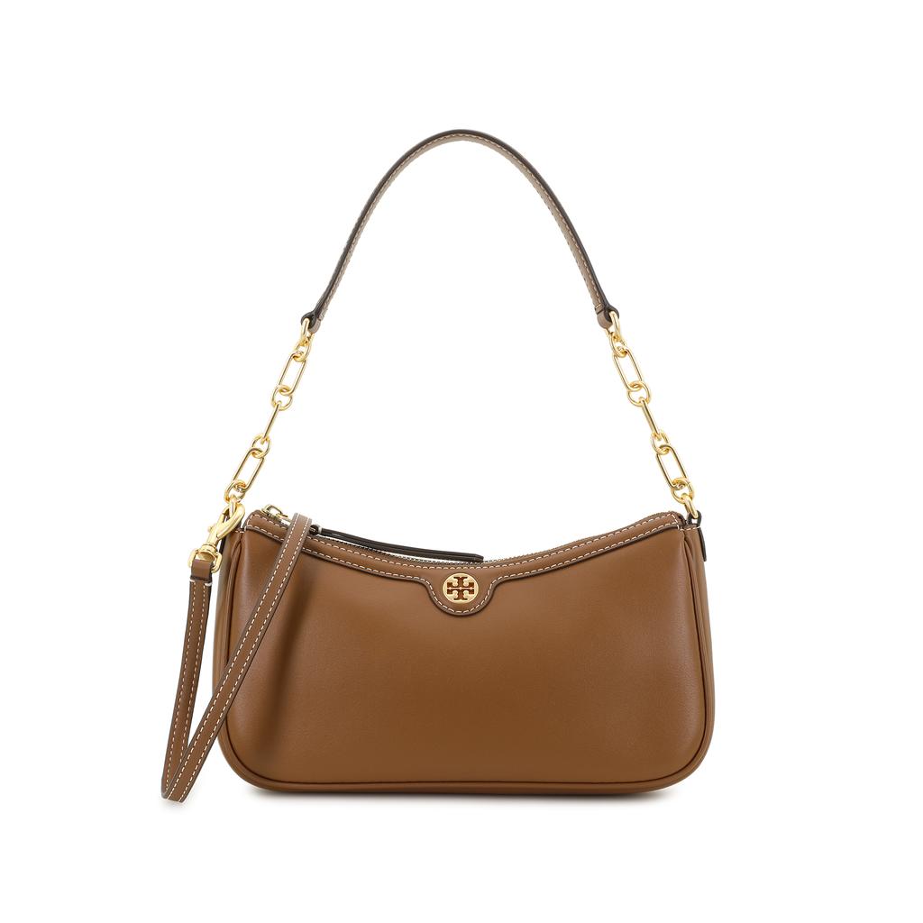 Tory Burch Brass Hardware Zipper Closure Leather Tote Crossbody Shoulder Bag Women Bags Caramel 86557-909
