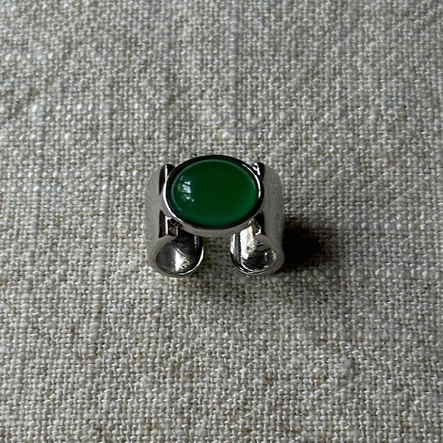 Luxury Chalcedony Agate Ring - Elegant Chinese Style, Versatile Wide Band, Open-Ended Design for Women