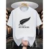 2025 Summer National Men's All-Black Rugby Team T-shirt 100% Pure Cotton Humorous Round-neck Short-sleeved Top