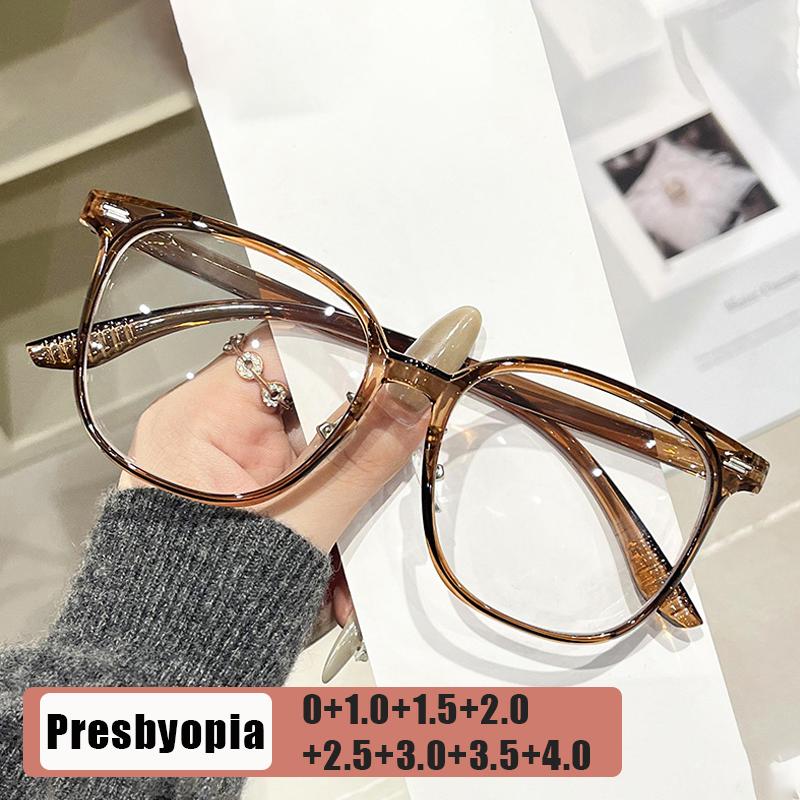 Large Square Frame HD Blue Light Blocking Reading Glasses Women's INS Style Fashion Presbyopia Glasses Trendy Decorative Eyewear