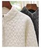 Nanyou Women's Wool Diamond Pattern Stand Collar Zipper Jacket - Versatile Stylish Long Sleeve Autumn/Winter Cardigan