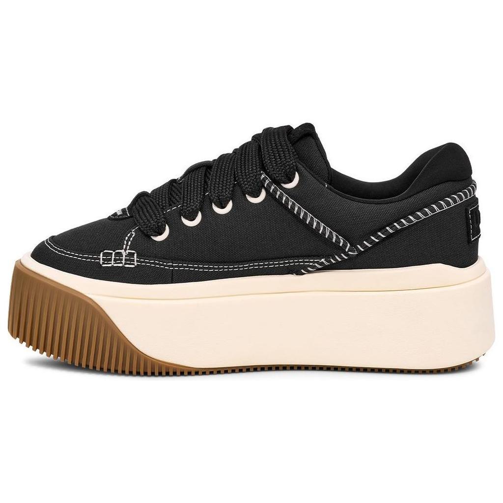 UGG Fashion Platform Fabric Commuter Versatile Simple Non-Slip Increased Height Low-Top Casual Shoes Unisex Sneaker Black 1167499-BLK