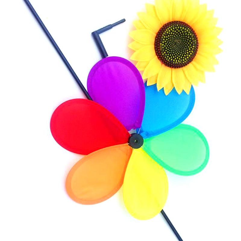 Colorful Sunflower Windmill Toy Kids Diy Outdoor Toys Garden Yard Decoration