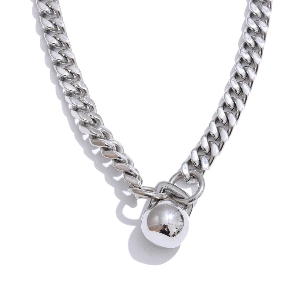 

Yhpup 60cm High Quality Stainless Steel Chain Dumbbell Pendant Drop Necklace Fashion Statement Men Jewelry Waterproof Accessory