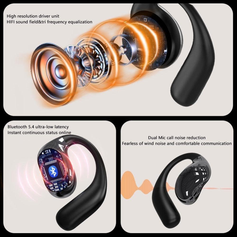 Touch Screen Bluetooth 5.4  Earphones True Wireless Open Ear Earbuds Bluetooth 5.4 IPX5 Waterproof Wireless Headphones for Workout/Running