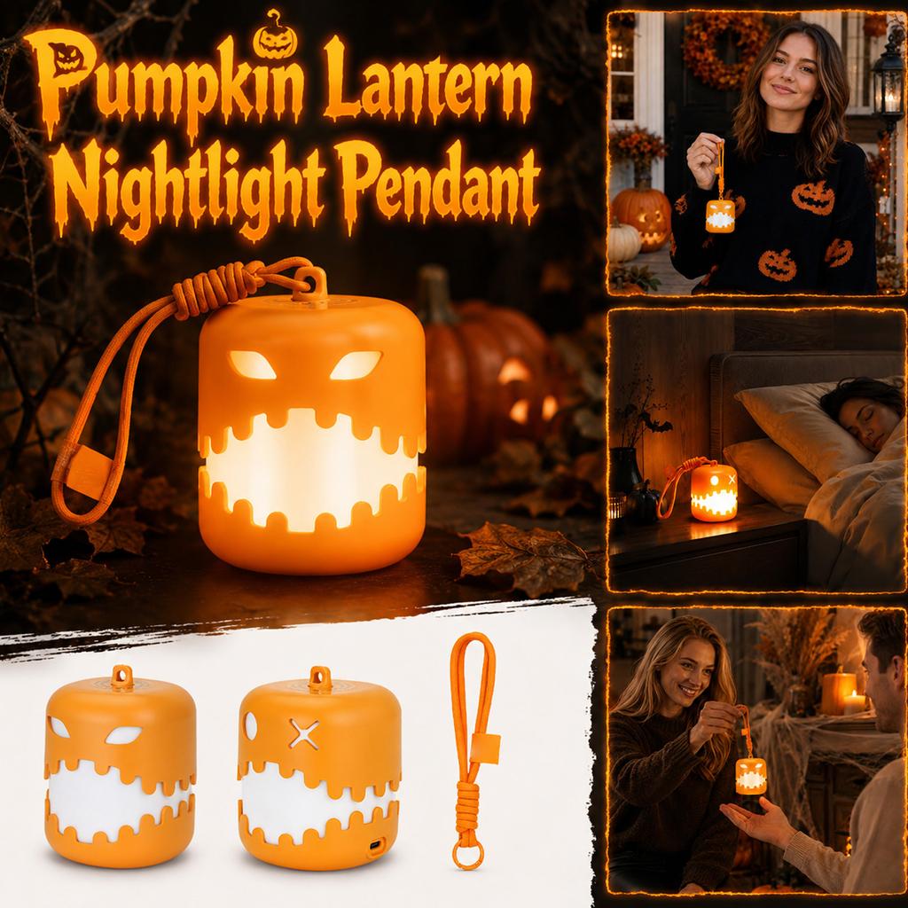 Halloween Pumpkin Shaped Night Light USB Rechargeable Portable Bedside Sleep Companion Lamp for Bedroom Living Room Decor