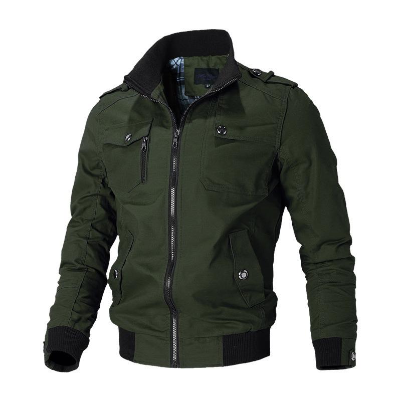 Large size men's coat autumn trend casual Korean version handsome slim tooling jacket cotton military top tide