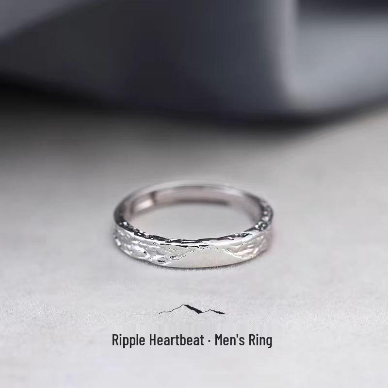 Sterling Silver Glacier Adjustable Couple s Ring: Luxurious Design, High-End, Pure Silver, Perfect Matching Gift. Open Adjustable