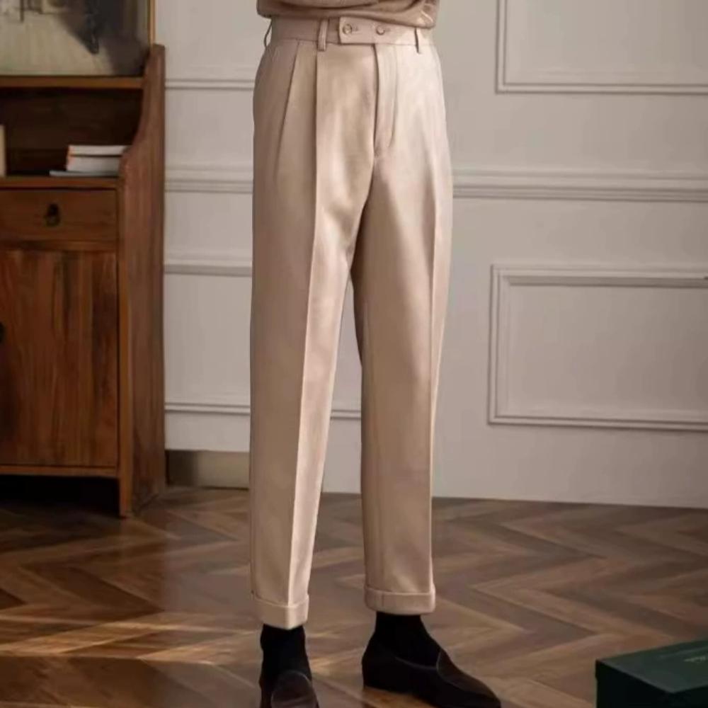 Anzughose für Herren, Leicht Reif, Britisch Retro, Geschäftsorientiert, Neapolitanischer Stil, Gerader Schnitt, Slim Fit, Freizeithose für Herren zum Pendeln