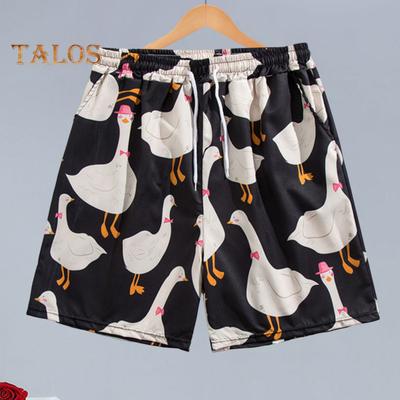 Pantaloncini da Spiaggia da Uomo Vita Elastica Coulisse Regolabile Stampa Oca Cartone Animato Pantaloncini da Spiaggia Asciugatura Rapida Pantaloncini per il Tempo Libero