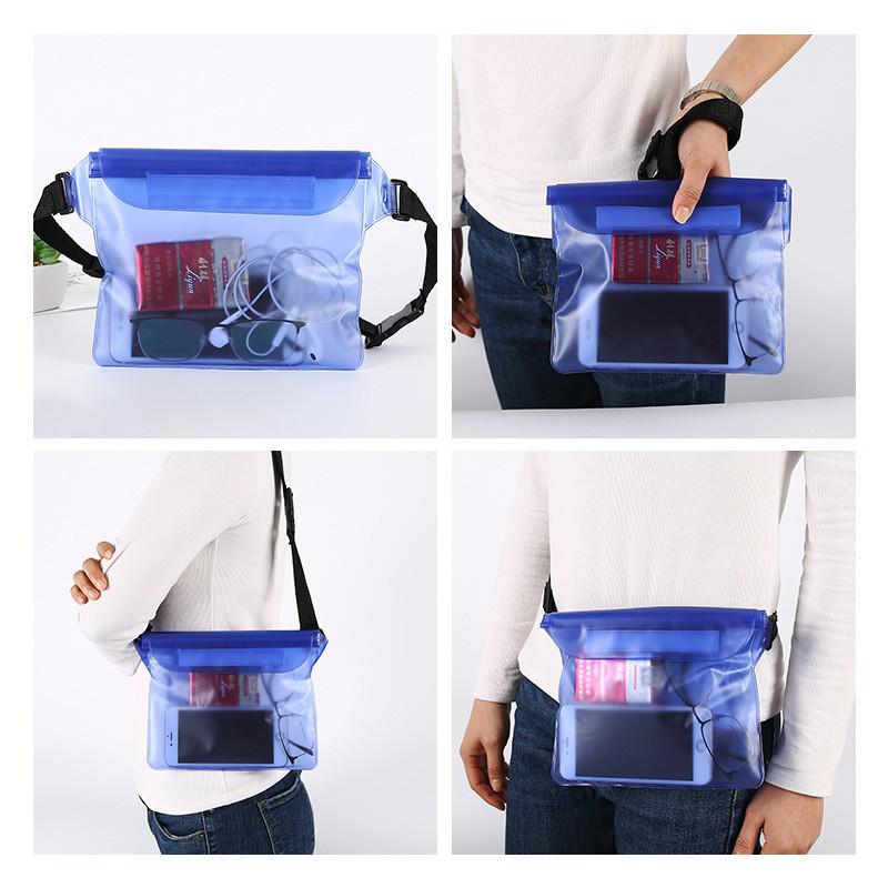 Waterproof Large Waist Pack: Touch-Screen Transparent Pouch for Swimming, Canyoning, and Outdoor Travel.
