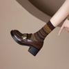 Japan Style Girls Lolita JK Shoes Metal Decoration Square Toe Hoof Heels Heels Female Sewing Loafers
