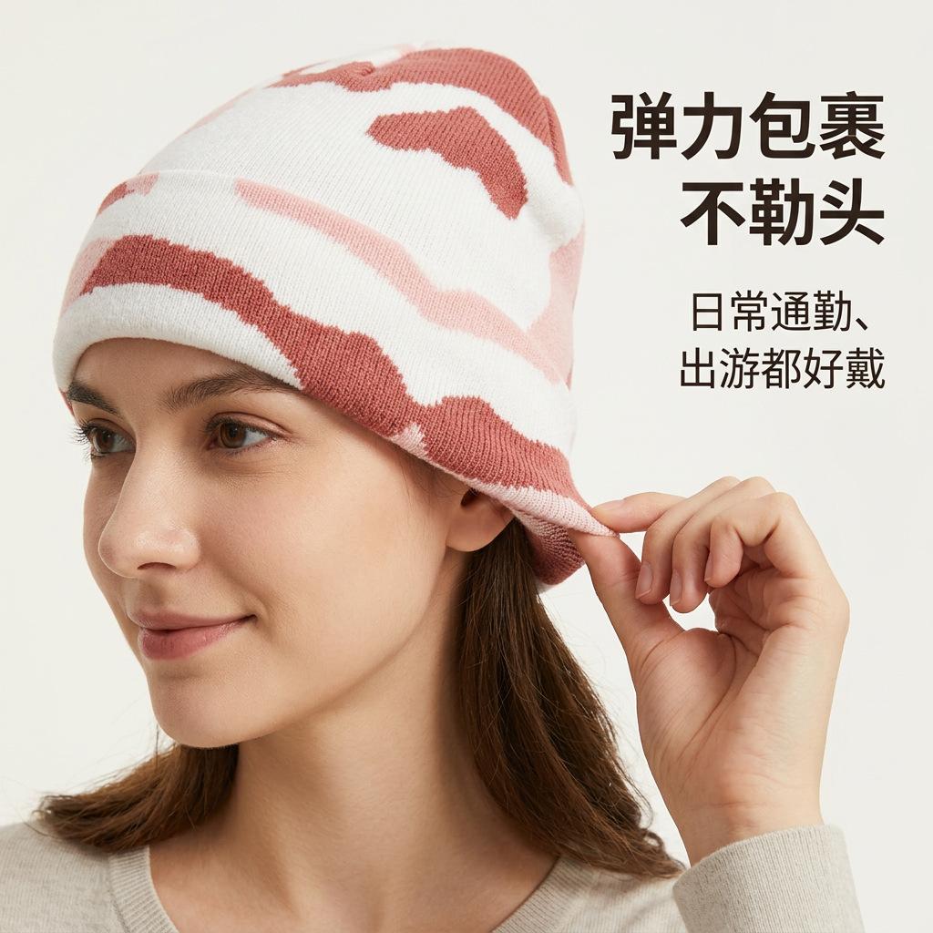 Autumn and winter camouflage pattern knitted hat European and American outdoor sports thickened warm ear protector wool hat cold hat