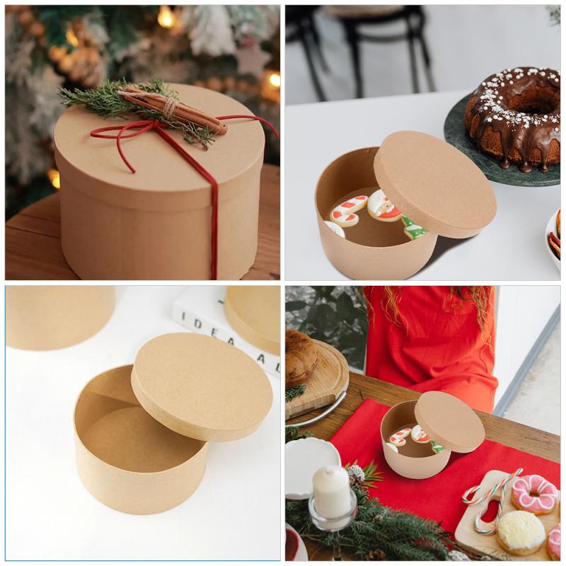 DIY Kraftpapier Box Cupcake Boxen Süßigkeiten Geschenkhalter Dessertbehälter mit Deckel Rund Verpackung