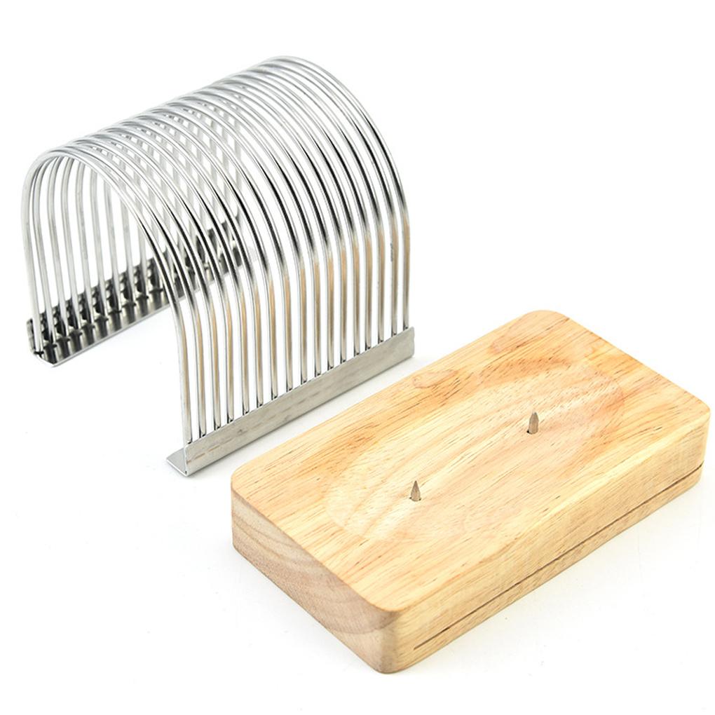 High Hardness Kitchen Slicer With Fixed Base For Uniform Toast Cutting Wooden Seat Toast Slicer
