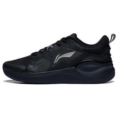 Li Ning Cushioning Slip Resistant Abrasion Resistant Lightweight Low Top Running Shoes Men's Black ARST081-1