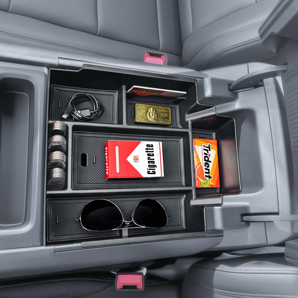 For 2025-2025 Chevy Silverado EV Work Truck (WT)/RST Center Console Organizer Tray Armrest Box Storage Interior Car Accessories