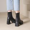 Women's High Heels Short Boots Fashion Autumn Winter Chunky Heels Waterproof Shoes Square Toe Plus Size Ankle Boots