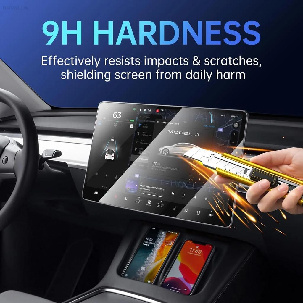 Tempered Glass Film For Tesla Model Y Juniper Accessories 2026 and Model 3 Highland Full Coverage Anti-Fingerprint