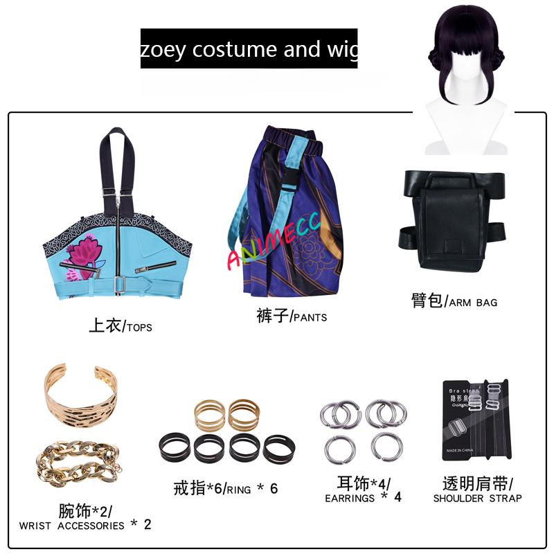 ANIMECC EN STOCK Taille110cm-150cm Huntrix Zoey Cosplay Costume Enfant Perruque Film K-pop Chasseur de Démons Cosplay Tenues de Fête d'Halloween