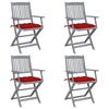 Day and Night - Day and Night Folding Garden Chairs 4 Pcs Cushions Solid Acacia Wood