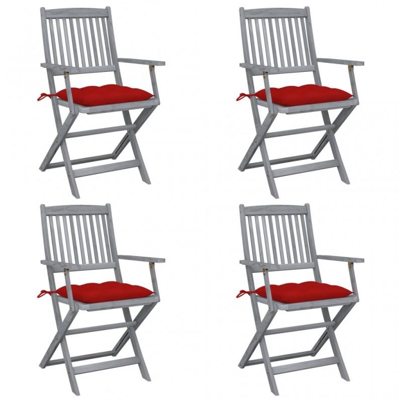 Day and Night - Day and Night Folding Garden Chairs 4 Pcs Cushions Solid Acacia Wood