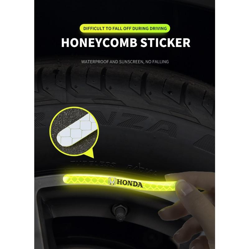 Car Wheel Tire Rim Hub Reflective Luminous Emblem Sticker Car Styling for Honda Jazz Insight Civic Xrv Hrv Crv Brv City Accord Fit Pilot Odyssey