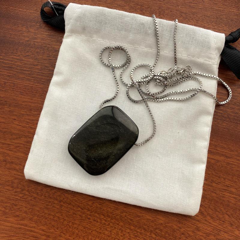 

Майяр Сквер Тигровый Глаз Обсидиан Длинное Ожерелье - Роскошная Подвеска для Свитера Осень-Зима