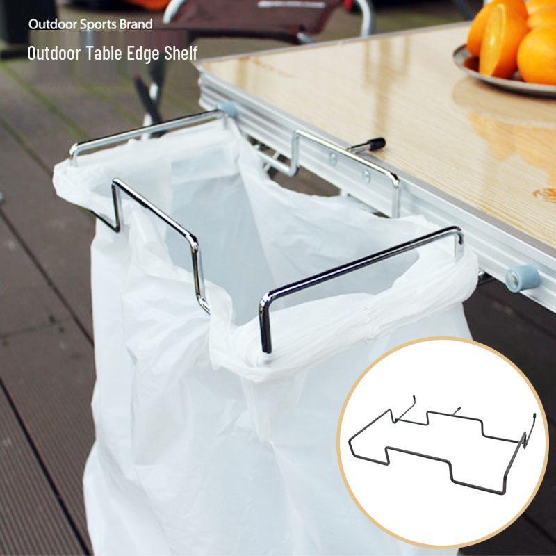 Portable Iron Wire Storage Rack: Camping Table & BBQ Picnic Accessories Rack for Garbage Bags