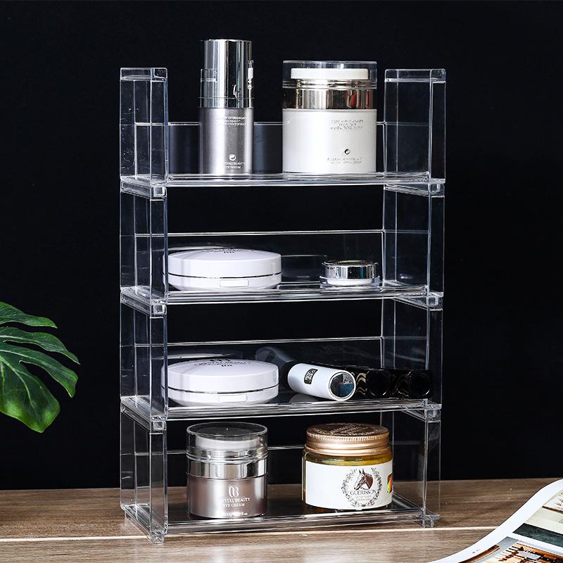 Japanese-Style Makeup & Skincare Organizer: Dustproof Desk Rack with Lipstick Holder