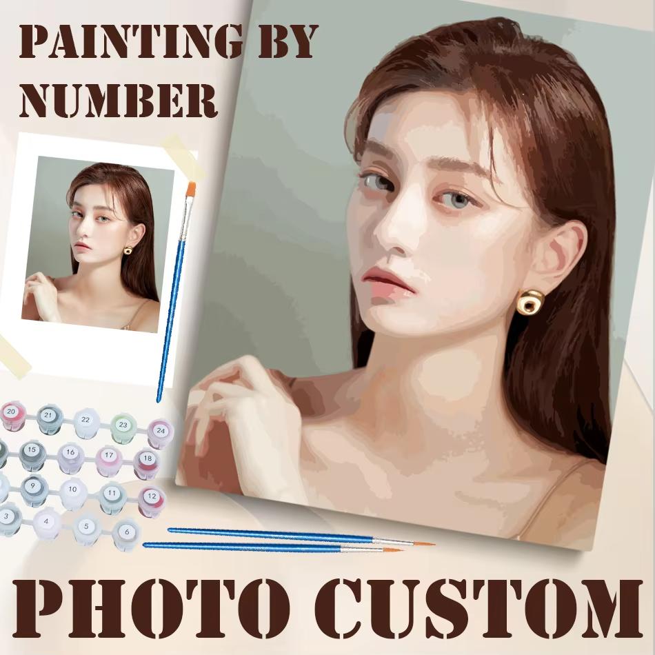 Photo Custom Personalised Paint By Numbers DIY Oil Painting by Number Adults Picture On Canvas Portrait Family Children Photo