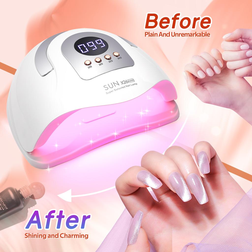 380W LED UV Light Dryer for Nails Gel Polish with 81LEDs 4 Timer Setting HD Display Screen Auto Sensor Professional Nail Light