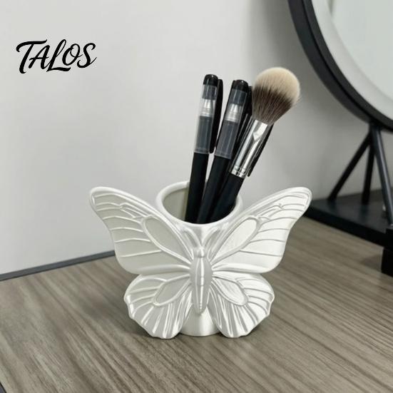 3D Printed Butterfly Pen Holder, Embossed Desk Organizer for Pencils Makeup Brushes, Large Capacity Storage Box for Home Office Decor