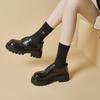 Loafers Women's 2025 Autumn New Leather Platform Lace-up Versatile Height-increasing Small Leather Shoes Retro Brown JK Women's Shoes