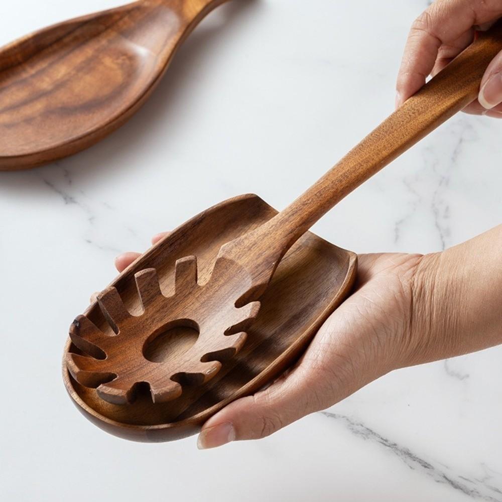 Rustic Ladle Rack Natural Rice Spoon Storage Rack Organizer Tray Spoon Rest Dining Table
