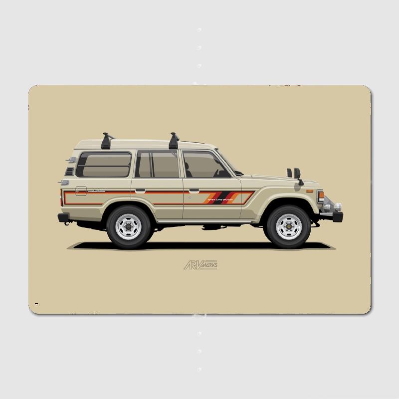 

Ретро Land Cruiser Fj 60 Высокая крыша Бежевый цвет Металлическая вывеска Дизайн кинотеатра Гаража Настенный декор Вечеринка Жестяная вывеска Постер Винтажный домашний декор 20x30cm（7.8x11.8inch）