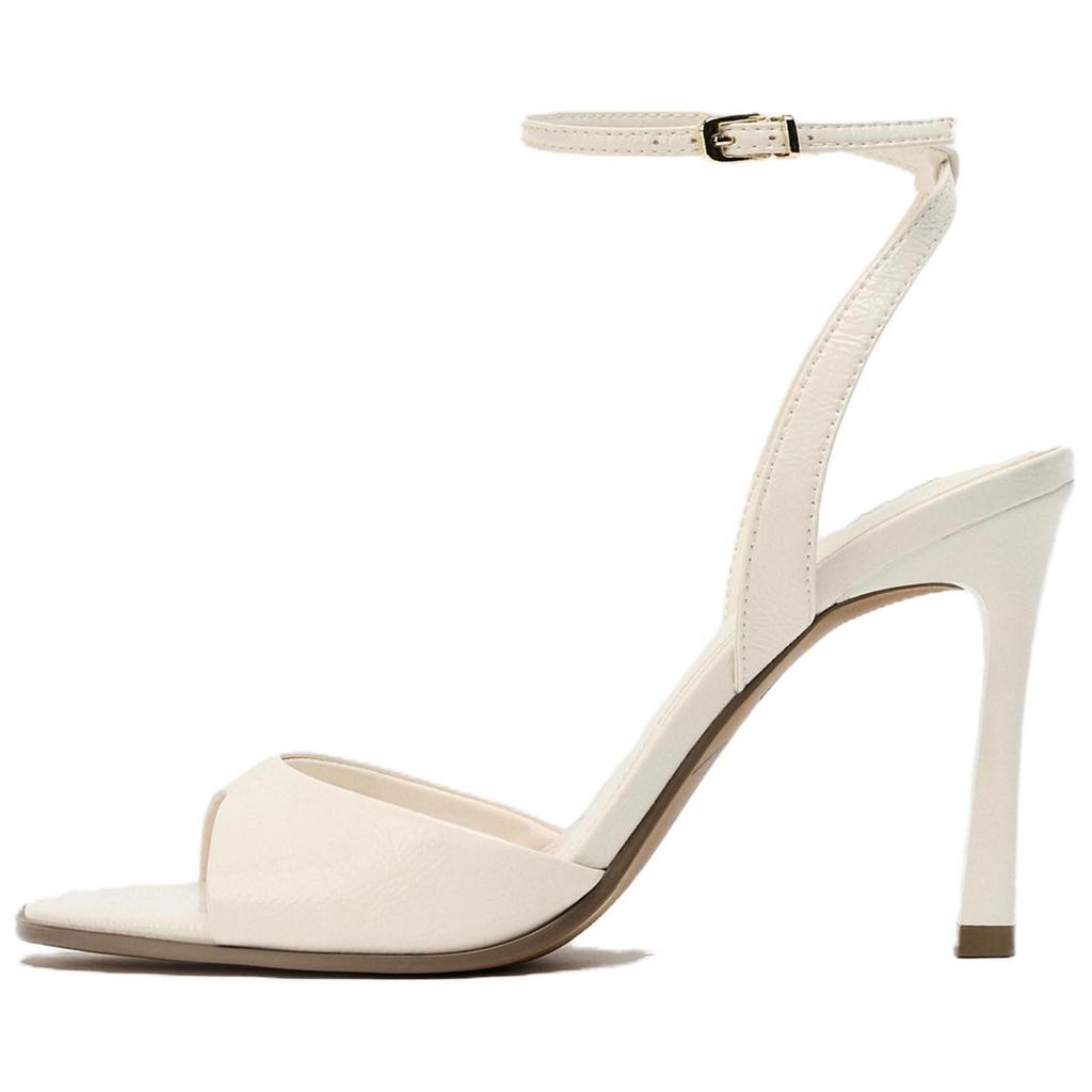 ZARA Fashionable Ankle Strap High Heels Sandals Women Sandals White 12333510001