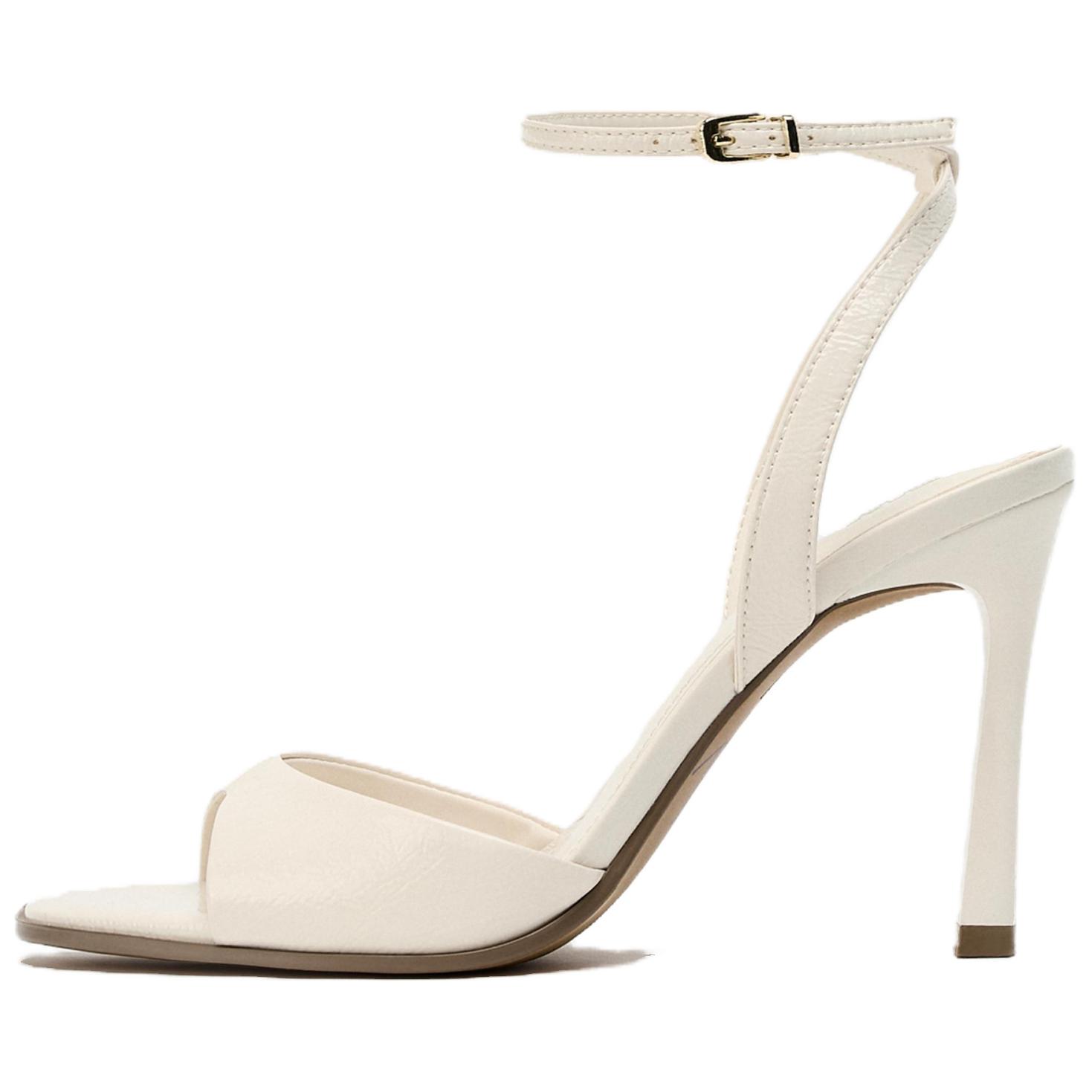 ZARA Fashionable Ankle Strap High Heels Sandals Women Sandals White 12333510001 37
