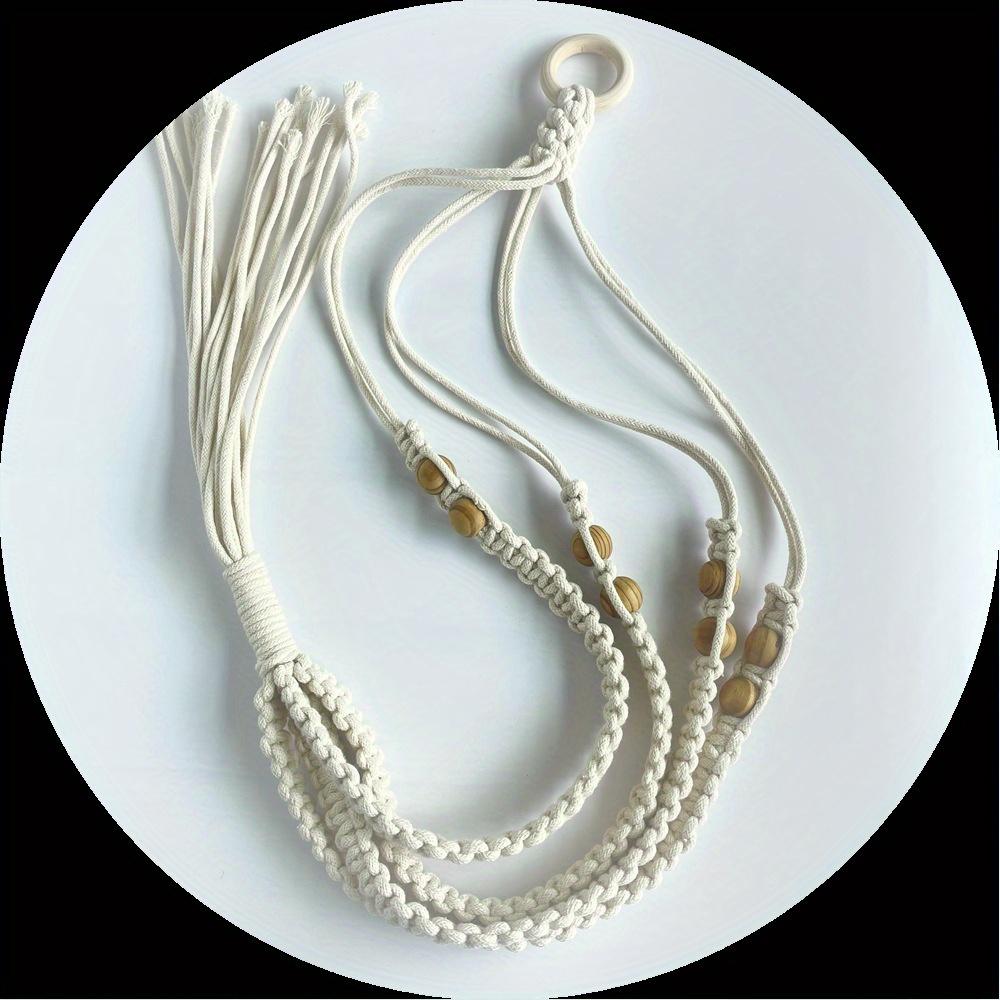 1Pc Hand-woven Gardening Balcony Plant Hanging Rope Hanging Basket Cotton Rope Tassel for Outdoor Patio Garden Home Vase Flower Pot Net Bag Decoration