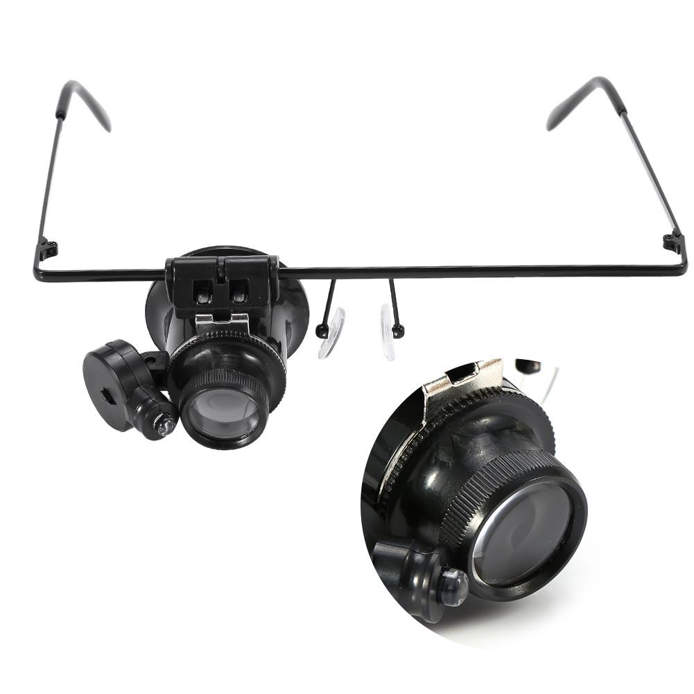 20X Magnification Single Eyeglass Magnifying Jeweler Watch Repair LED Light Magnifier