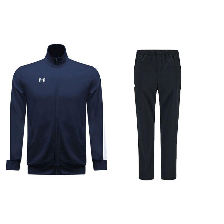 

Under Armour Логотип Цветовой блок Вязаная спортивная куртка Тканые спортивные брюки прямого кроя Повседневный спортивный костюм Мужской спортивный костюм 21500440-408+21600709-001 XL