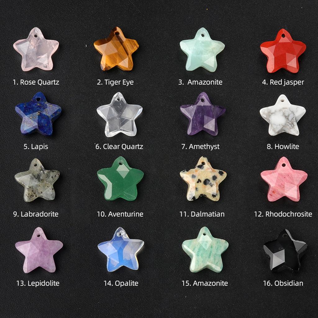 8Pcs/Pack Faceted Natural Stone Beads with Holes Handmade Star Shape Loose Beads for Jewellery Making DIY Necklace Bracelet Accessories Gifts 14x14mm