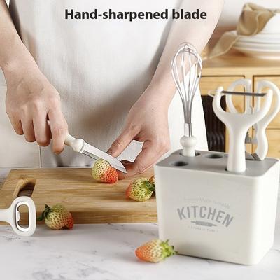 Kitchen Gadget Set 6-piece Set, Paring Knife, Fruit Knife, Melon Planer, Complementary Food Tool Combination Set with Storage Seat