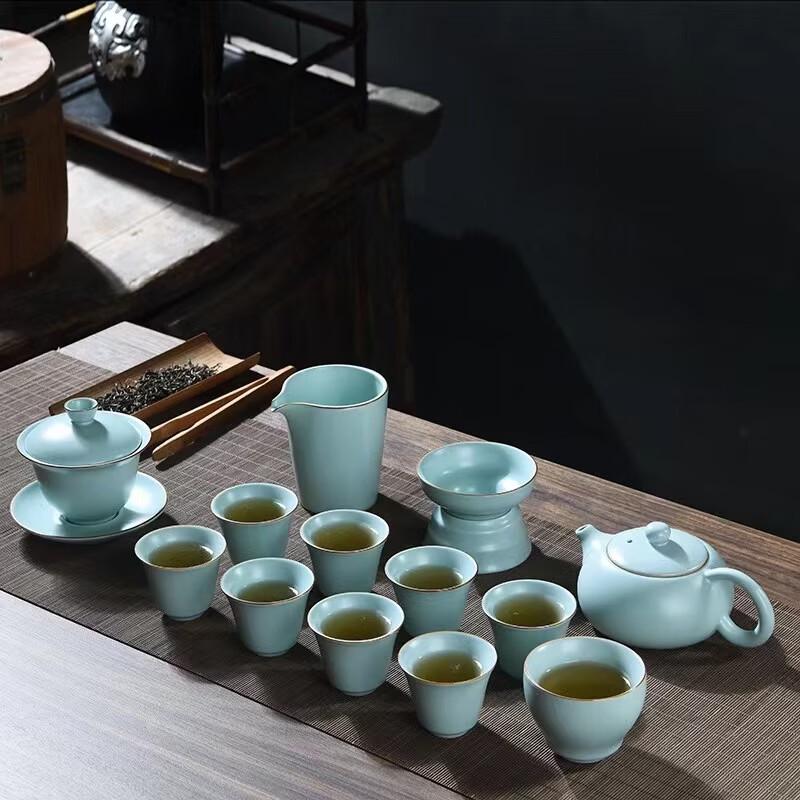 Azure Ru Kiln 14-Piece Ceramic Kung Fu Tea Set
