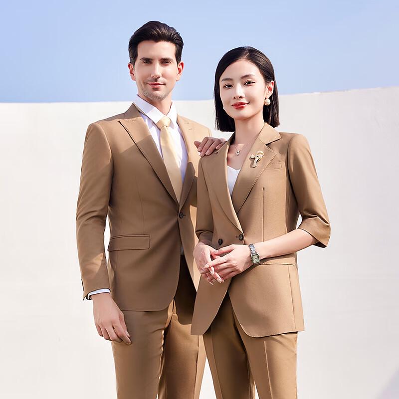 TLUOMAN Unisex Lightweight 3/4 Sleeve Business Blazer Suit Set