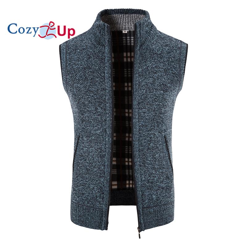 Cozy Up pentru bărbați Plus vestă îngroșată din catifea, cu guler vertical, jachetă, pulover, cardigan