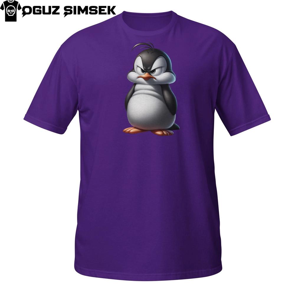 

Grumpy Penguin T-Shirt – Funny Angry Cartoon Bird Graphic Tee L